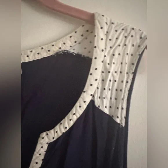 Aesthetic retro ModCloth sleeveless top white polka dot trim. Plus size 3X - Picture 3 of 11